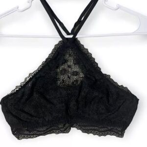 VICTORIA'S SECRET Black High Neck Lacey Bralette Bra Size S